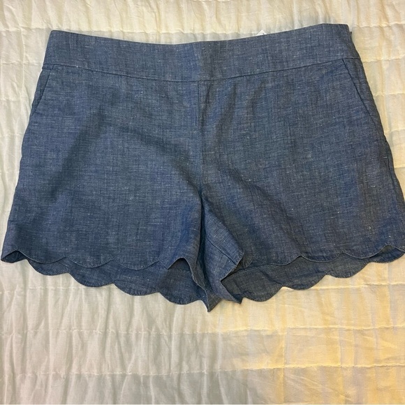 NWT Ann Taylor Loft Chambray Rivera Scalloped 4 Inch Inseam Shorts Size 8 - Picture 3 of 13